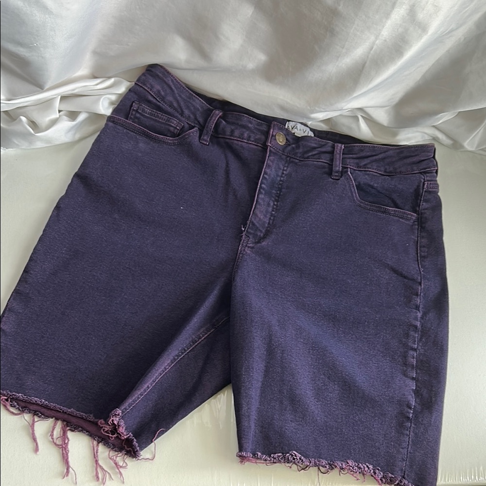 Ava & Viv Purple High Waisted Bermuda Jean Shorts